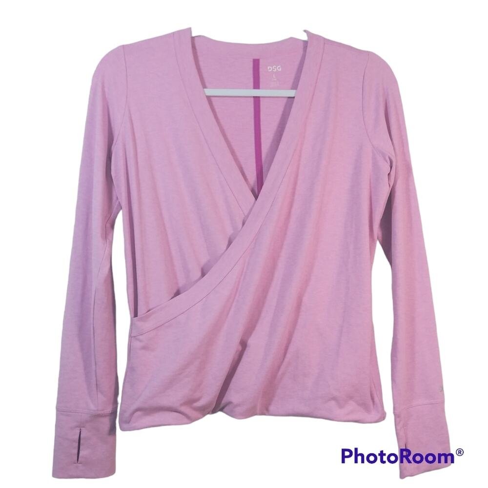 DSG Girls' Studio Wrap Long Sleeve Pink Shirt Size L